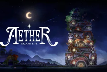 Cena de Aether Wizard Life mostrando o mundo de fantasia do jogo