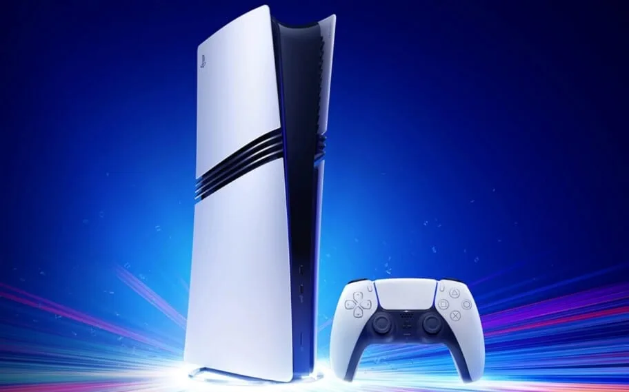 Console PlayStation 5 visto em fotografia oficial