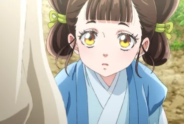 Imagem oficial do anime Shozen mostrando os cinco personagens principais ao fundo com o título da série