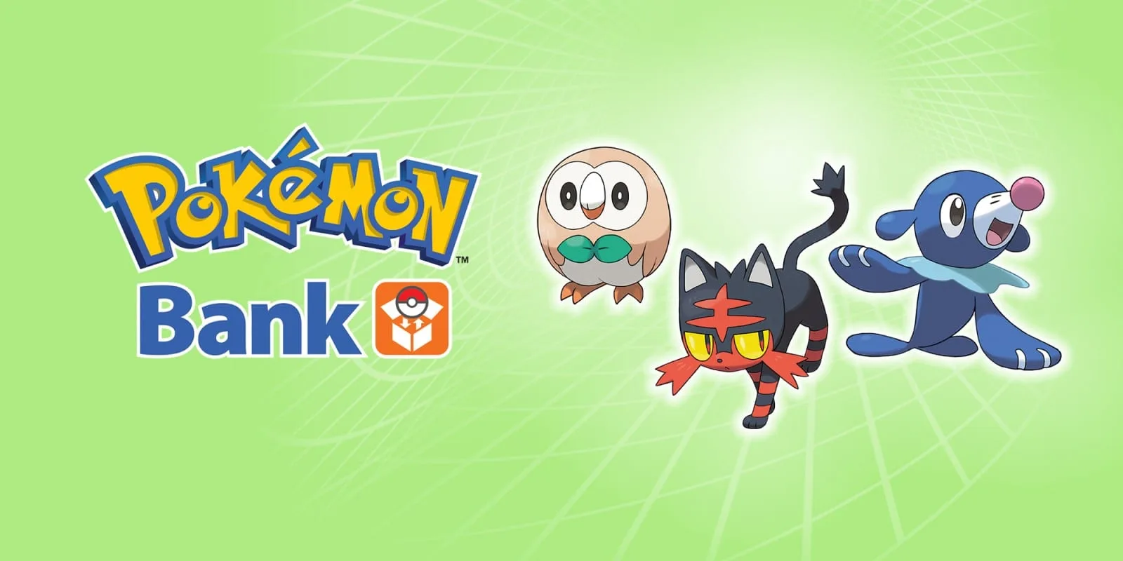 Imagem oficial do Pokémon Bank com arte do serviço de armazenamento no Nintendo 3DS