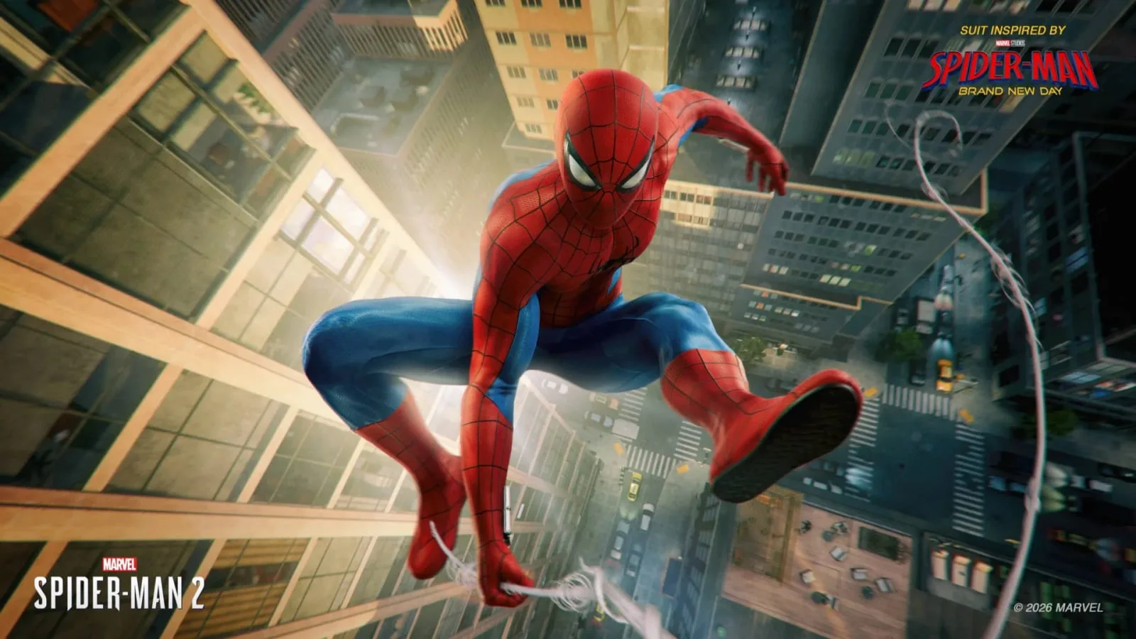Marvel’s Spider-Man 2 com traje Fresh Start Suit ajustado no PS5