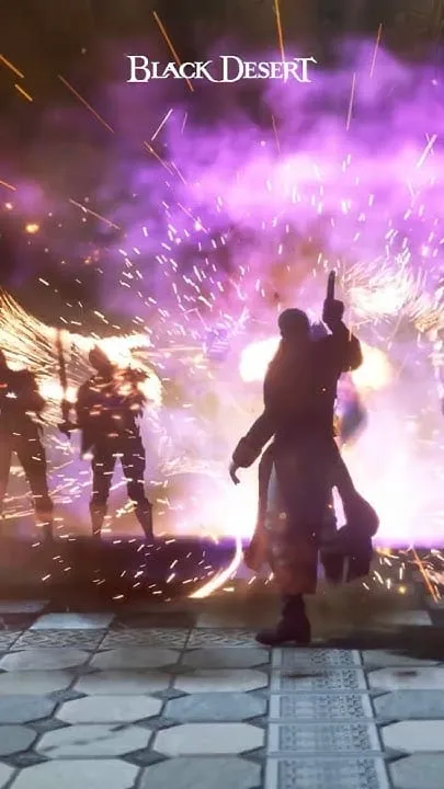 Personagem Agent em ação no gameplay de Black Desert com armas futuristas