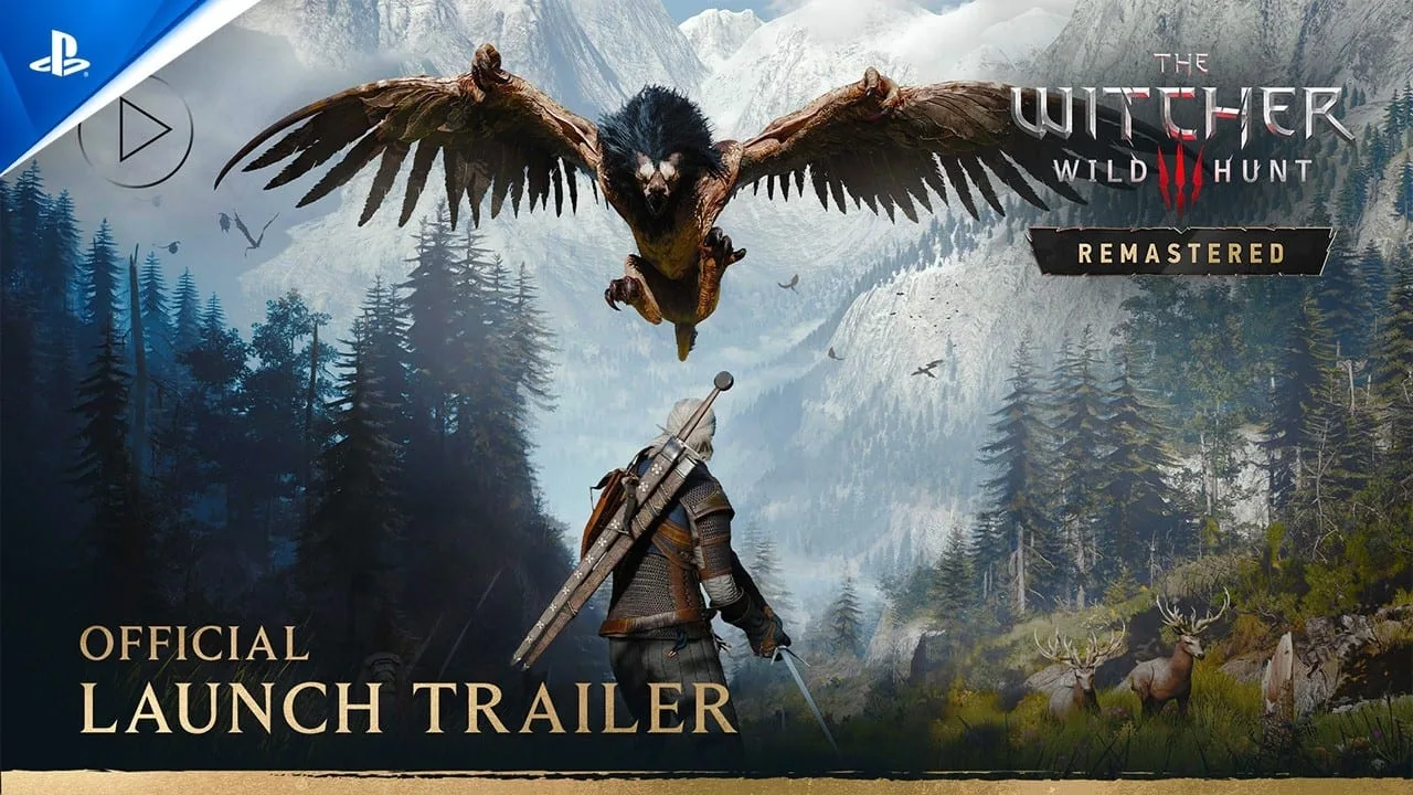 Geralt de Rívia em The Witcher 3: Wild Hunt Remastered no trailer oficial de lançamento para PS5