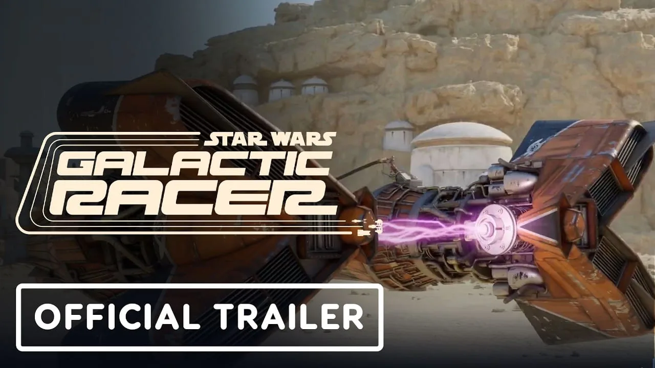 Imagem do trailer oficial de Star Wars: Galactic Racer com foco em podracing