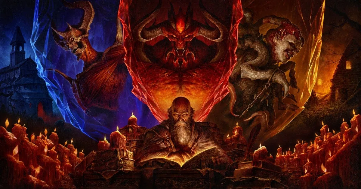 Key art de Diablo 4 Season of Hell's Legacy com visual sombrio da nova temporada
