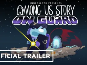 Thumbnail do trailer oficial de Among Us Story: On Guard no YouTube
