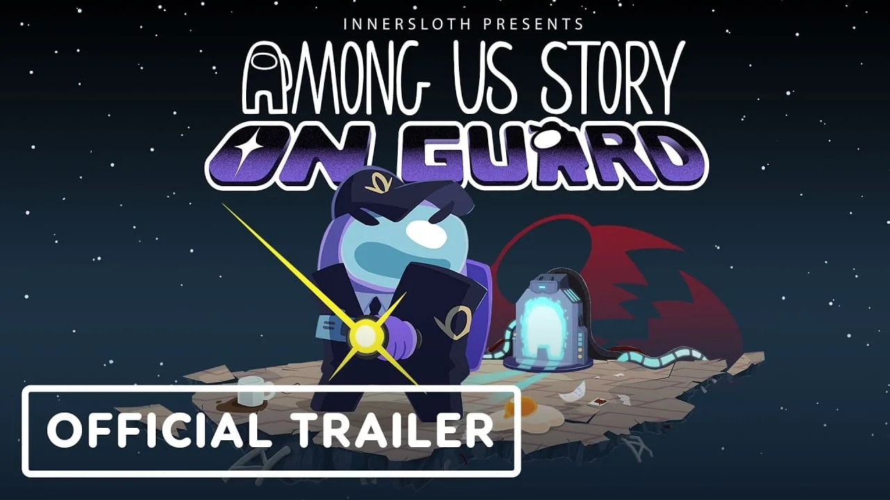 Thumbnail do trailer oficial de Among Us Story: On Guard no YouTube